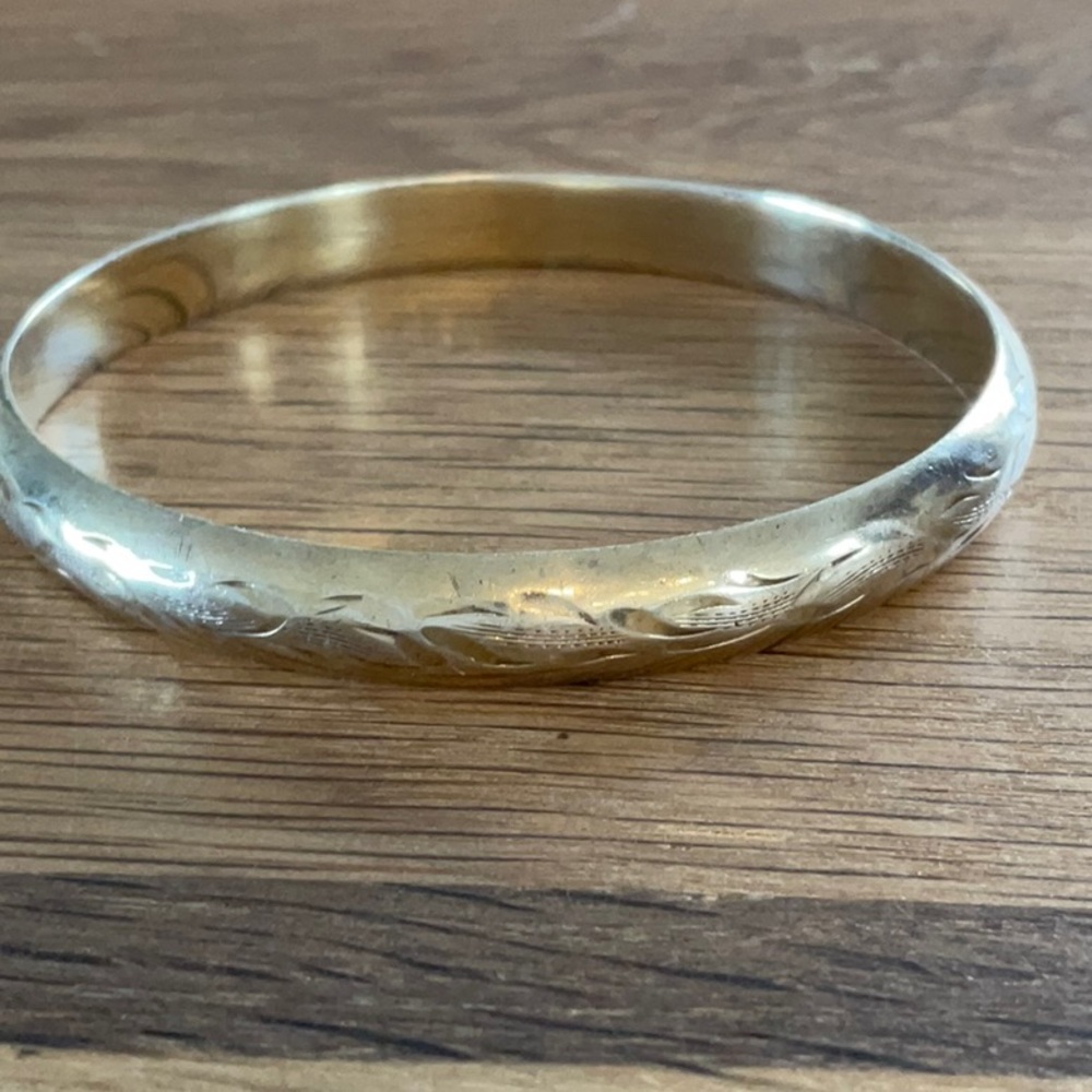 Burkhardt Sterling Silver Bangle Floral Engraved Vintage - Picture 3 of 6